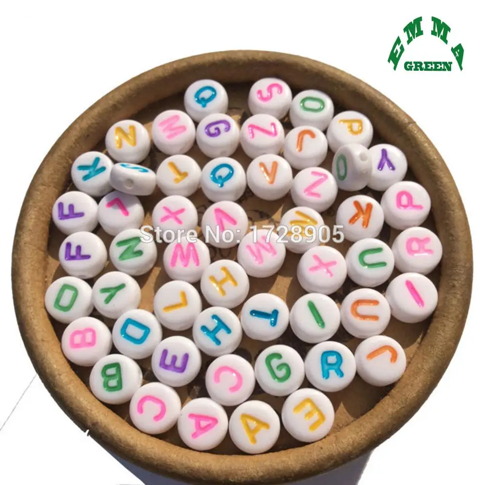 Бусины с буквами для детей плоские круглые бусины алфавитом 4*7 мм 3600 шт.