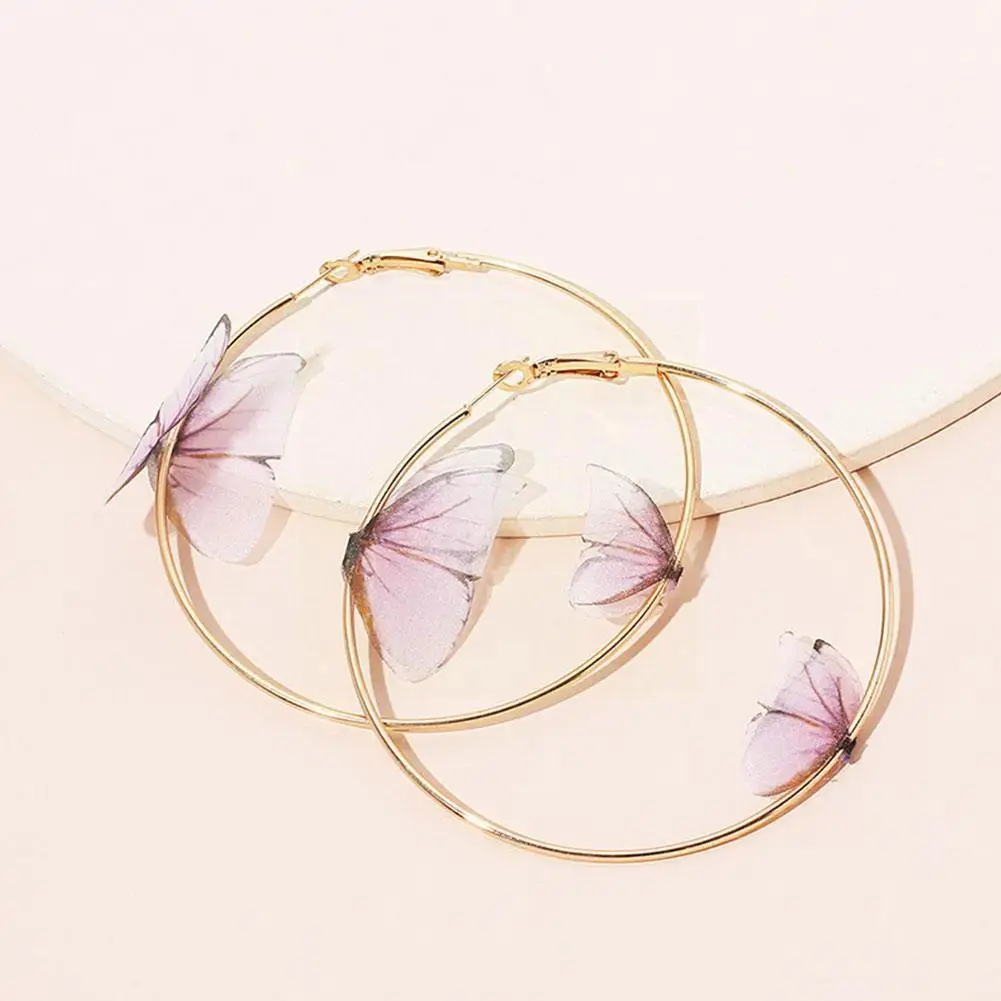 

2021 Trendy Earrings Dangle Hoop Butterfly Earrings Colorful Ear Clips Earrings for Women Girls Fashion Jewelry Gift O0E5
