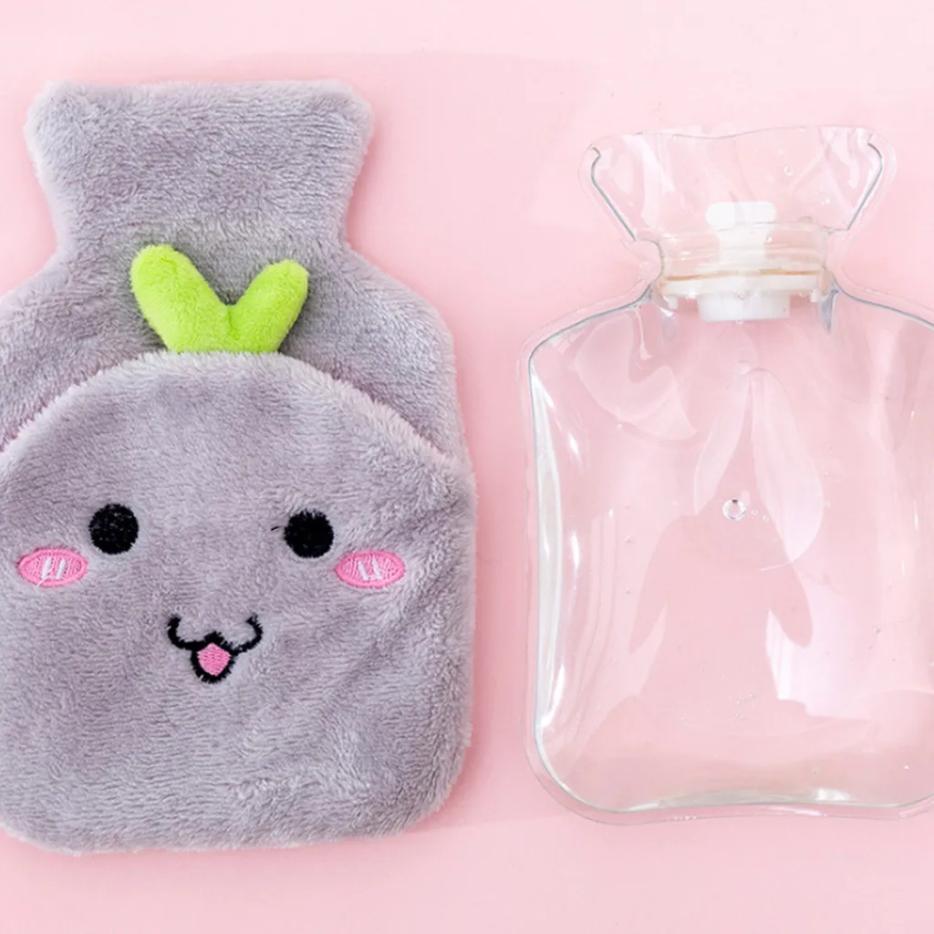 Милая мультяшная плюшевая теплая сумка для воды горячая бутылка