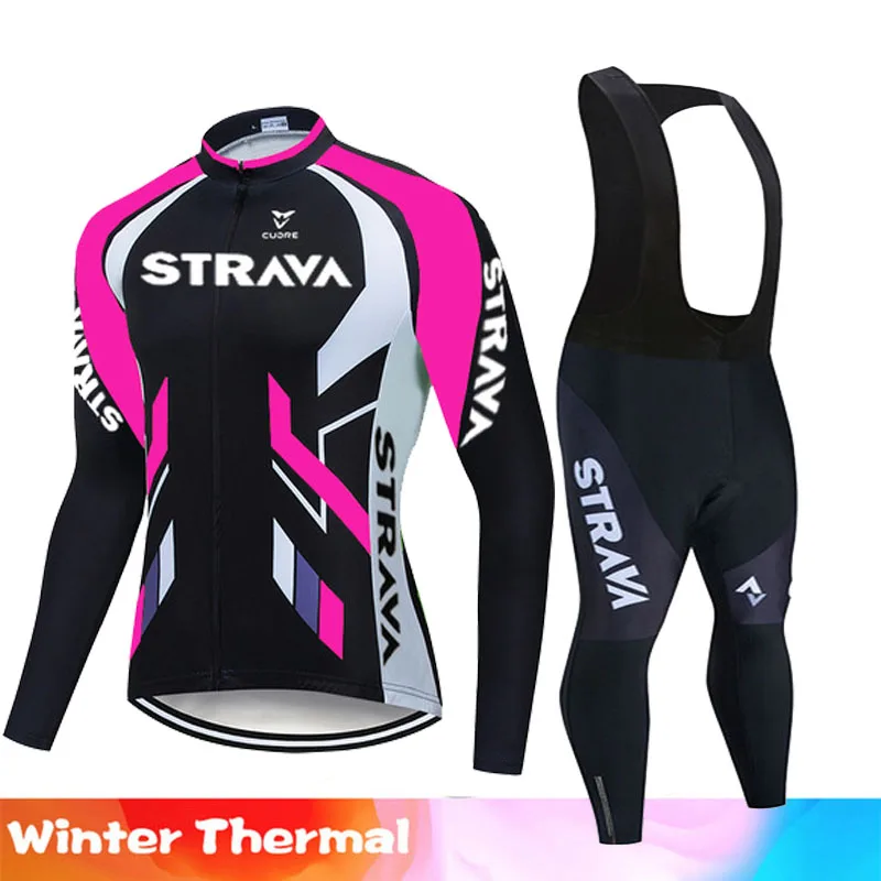 2021 профессиональная команда STRAVA Зимняя Теплая Флисовая велосипедная Джерси