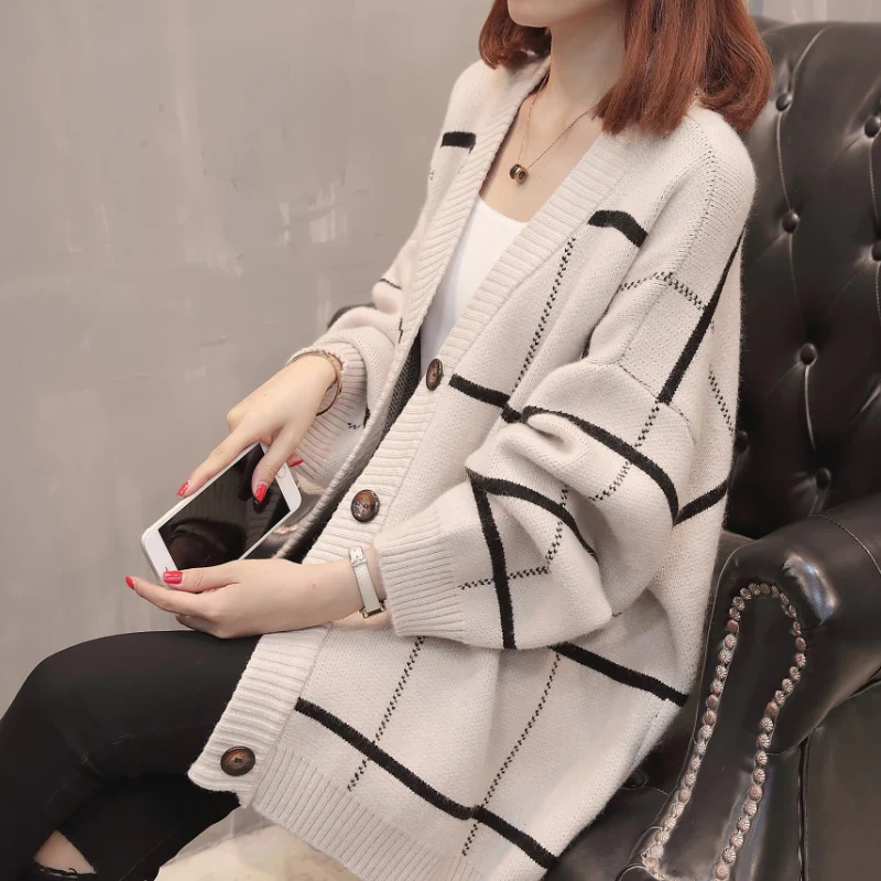 

Women Long Sleeve Knitted Cardigan Sweater With Buttons Ladies Autumn Winter 2021 New Oversize Cashmere Sweaters Coat XXXL
