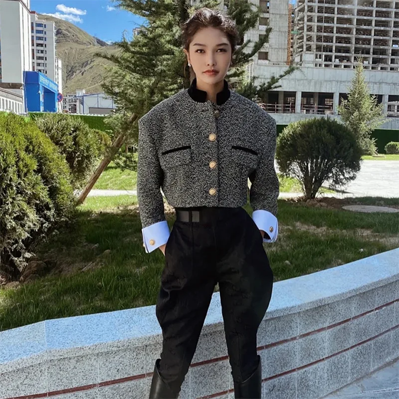 

Equestrian Wear Women's Winter 2021 New Elegant Fashion Woolen Jacket High-end Vintage Short Jacket