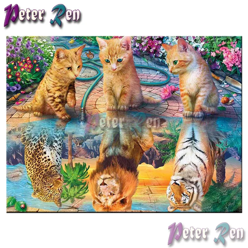 

Animal cat reflective tiger lion diamond Painting Cross Stitch full Square\Round Embroidery Rhinestone picture Home Decoration