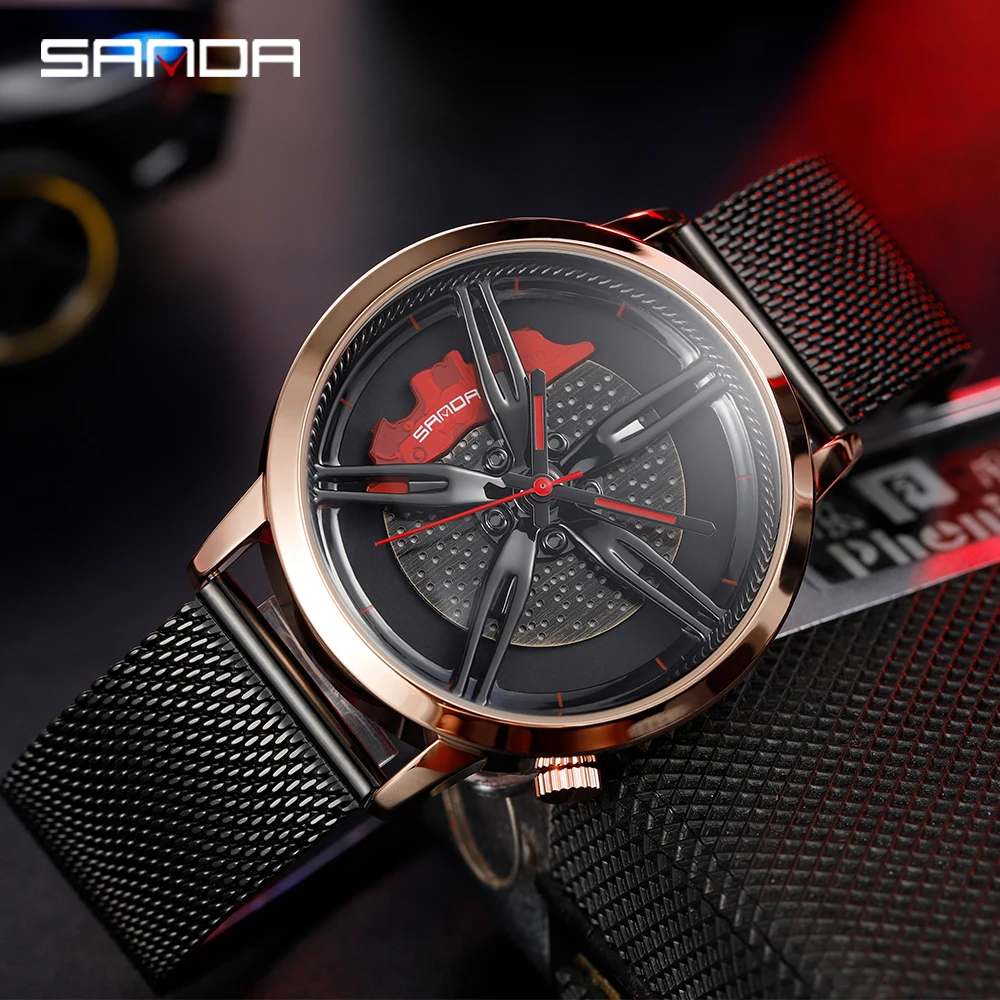 Мужские спортивные автомобильные часы Sanda водонепроницаемые наручные со