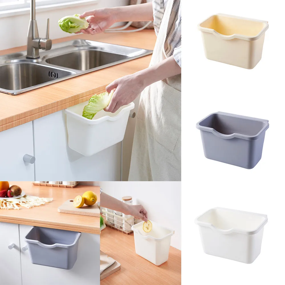 

2021 Cabinet Door Hanging Trash Garbage Bin Can Rubbish Container Household Cleaning Tools Waste Bins Kitchen Accessories Tools