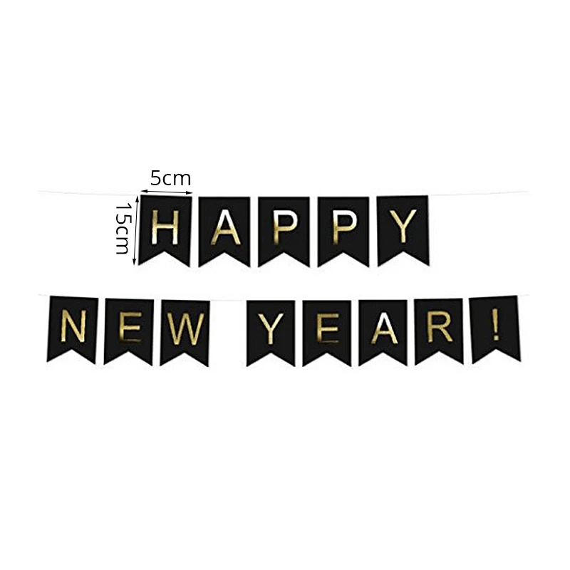1set paper banner Новинка года, украшение для фото, рамка, реквизит, воздушные шары, золотой черный баннер, гирлянда, Navidad, новогодние вечерние принадлежности - Цвет: 1set paper banner