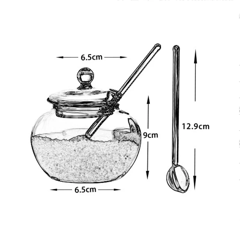 Стеклянная банка для сахара миска печенья с крышкой Ложка прозрачная Конфета