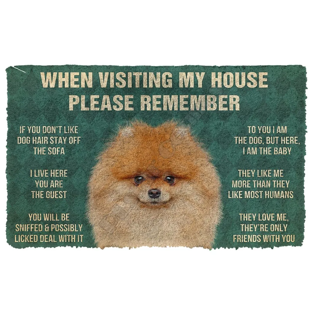3d please remember pomeranian dogs house rules doormat non slip door floor mats decor porch doormat free global shipping