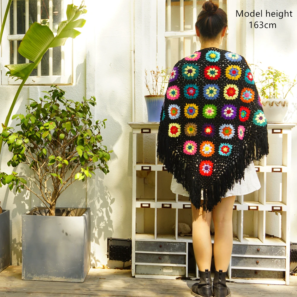 Ручной работы шарфы для женщин шарф палантины большие вязаные с цветочным