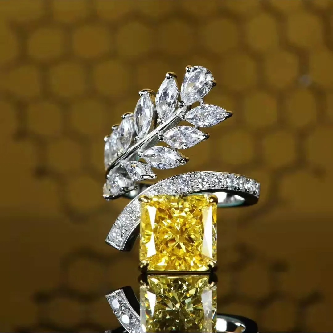 

RUZZALLATI Moissanite Ring 2Carat Simulation Diamond Wedding Eternity Jewelry Silver Color Princess Cut Women's Promise Ring