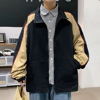 pure cotton hooded jacket men korean casual jacket mens fashion loose contrast jacket mens streetwear plus size jacket men