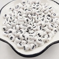 50pcslot 7mm acrylic number letter beads 0 9 arabic numeral white round digital spacer bead for jewelry making diy accessories