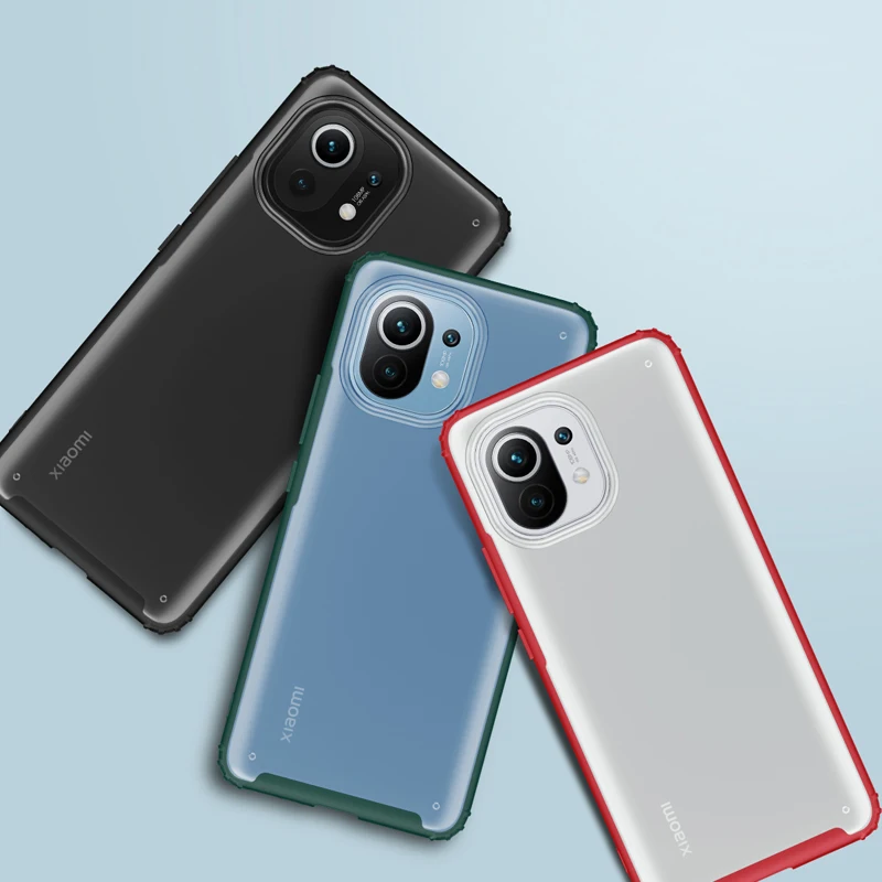 

For Xiaomi Mi 11 Case Shockproof Matte TPU Bumper PC Transparent Back Cover Funda for Xiaomi 11