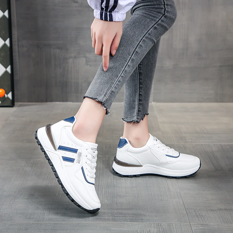 

ZXCP Весенняя женская повседневная обувь в Корейском стиле; С круглым носком; Белые туфли из дышащего материала на платформе; Спортивная обув...