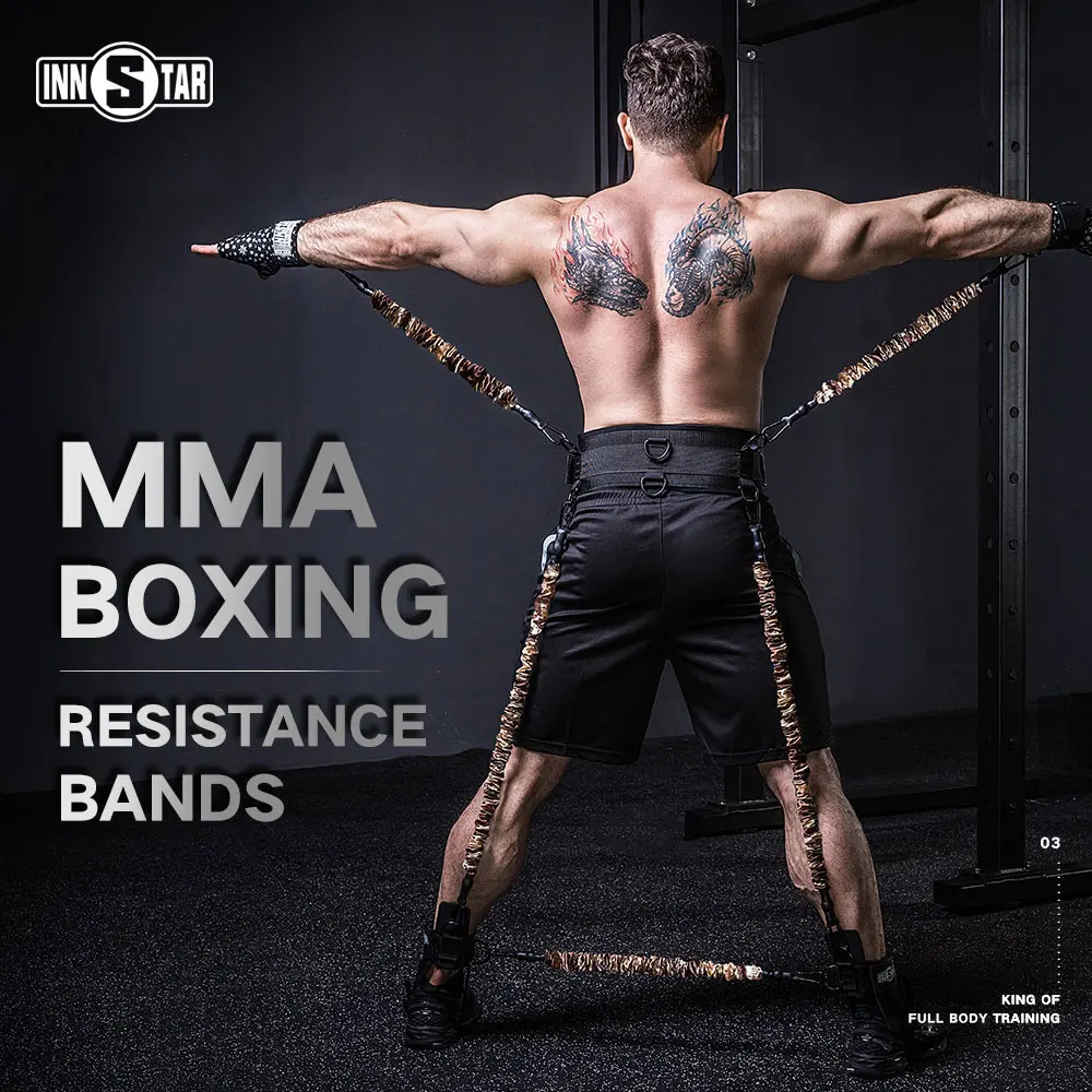 INNSTAR MMA Boxing Training Resistance Band Set Agility Strength Training Strap System for Karate Combat Basketball Football