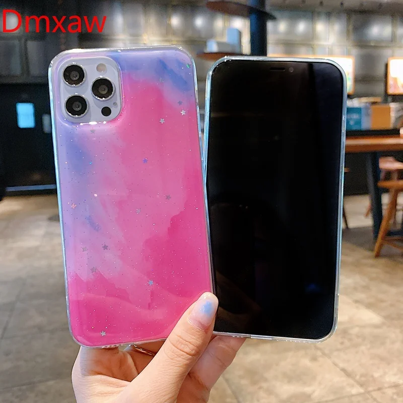 Для Realme C17 7i C15 C12 C11 C2 5 5S 5i C3 6i чехол для телефона акварель облака блеск Bling Star