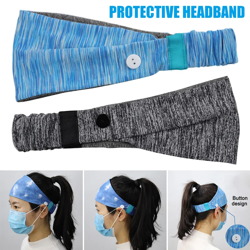 

Повязка на голову на пуговице держатель для защиты лица для защиты ваших ушей, эластичный, впитывающий пот SDFA88