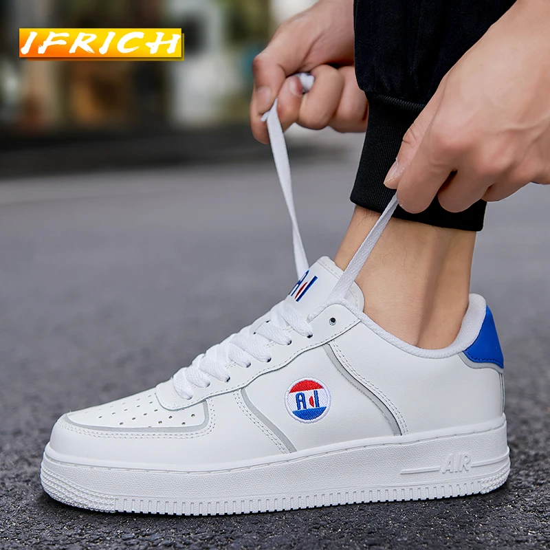

New Cool Flats Footwear for Men Winter Split Leather White Fashion Men Sneakers Fashion Wearable Shine Mens Thick Sole Shoes