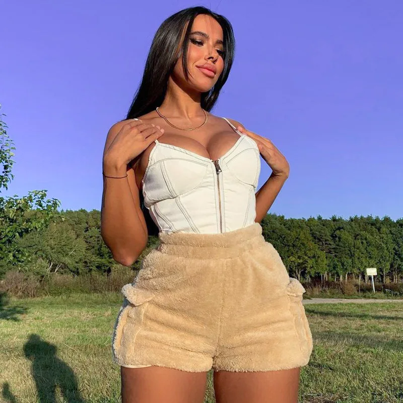 

Шорты, осенне-зимняя одежда, прямые утепленные сексуальные повседневные велосипедные шорты, одежда для работы Y2k, Клубная одежда, уличная од...