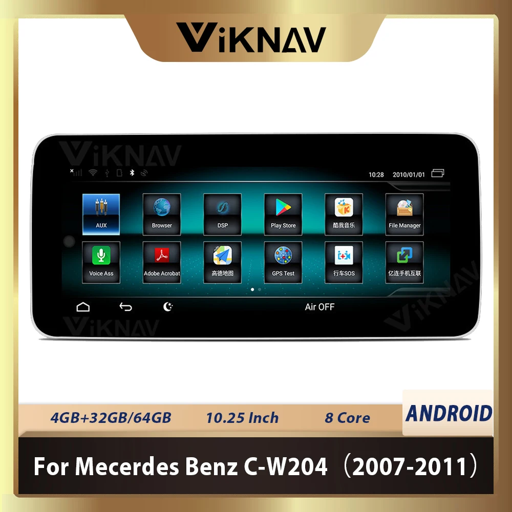 

10.25inch Android 9.0 Car GPS Navigation For-Mecerdes-Benz C Class W204 2007-2011 Multimedia Player