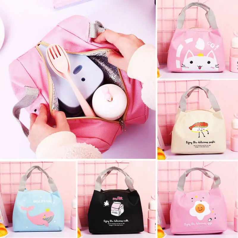 Функциональная термо-коробка для еды портативная Изолированная Холщовая Сумка