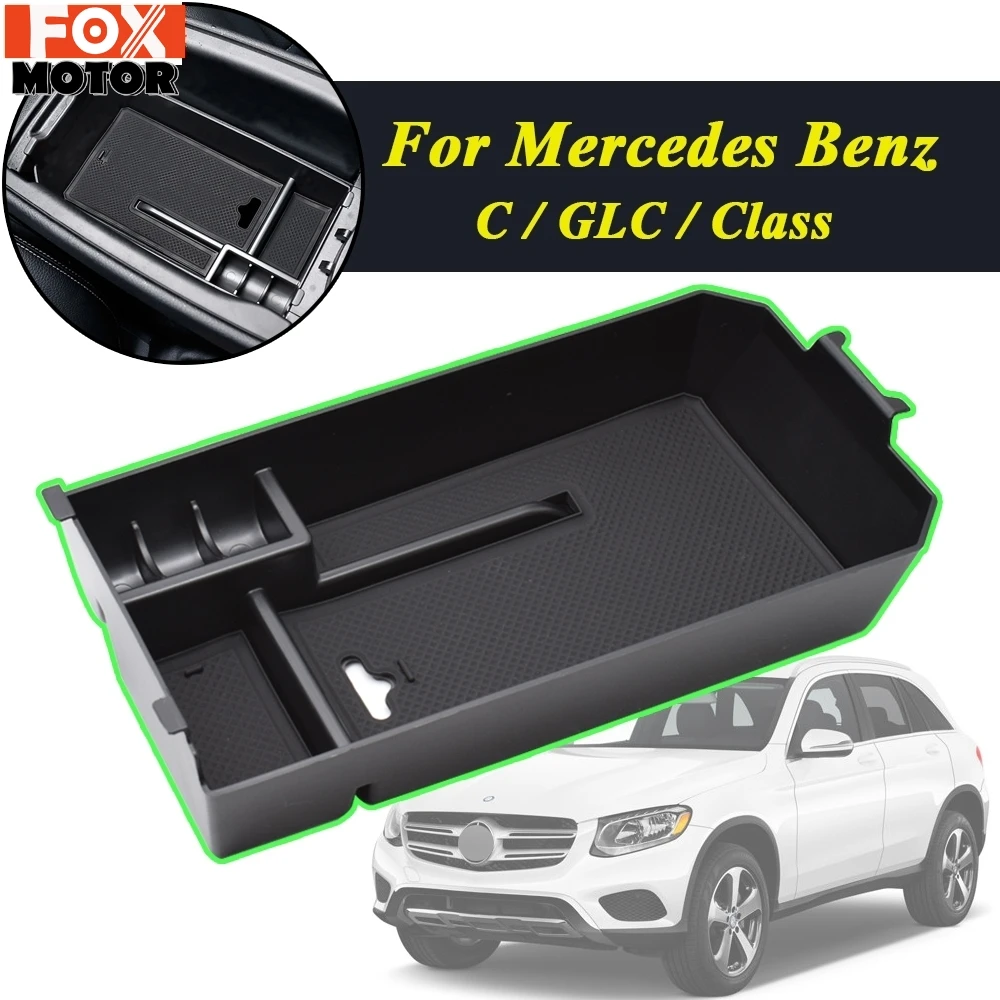 

For Mercedes Benz C GLC Class W205 C180 C200 C260 C300 GLC200 GLC260 GLC300 Car Armrest Storage Box Central Console Tray Pallet