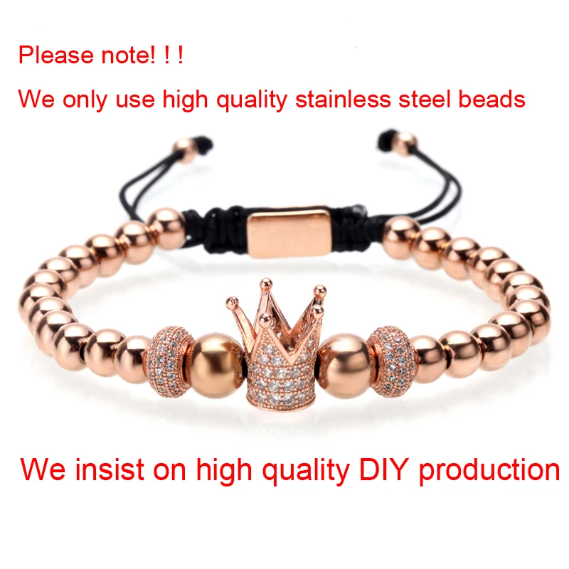Браслет для мужчин/homme/нержавеющая сталь/бисер/роскошь/браслет мужской Корона cz