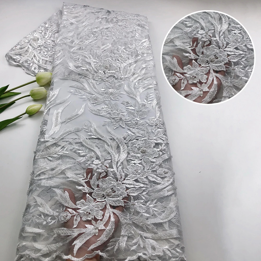 Бесплатная доставка вуаль из органзы с блестками жемчужины африканская вышивка