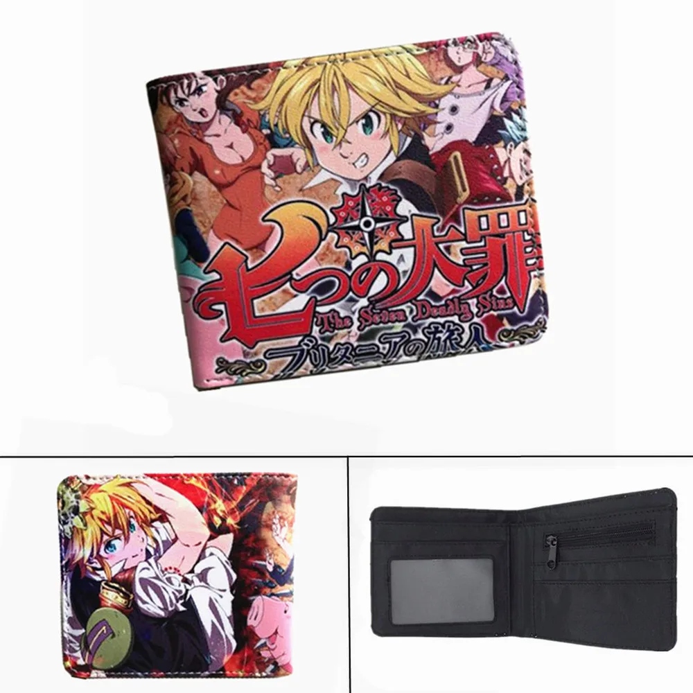 Короткий кошелек Meliodas из искусственной кожи с рисунком из аниме «Семь мертвых Грехов», держатель для карт, кошелек для фотографий, кошелек для мальчиков и девочек на молнии, кожаный кошелек с рисунком из мультфильма, подарок