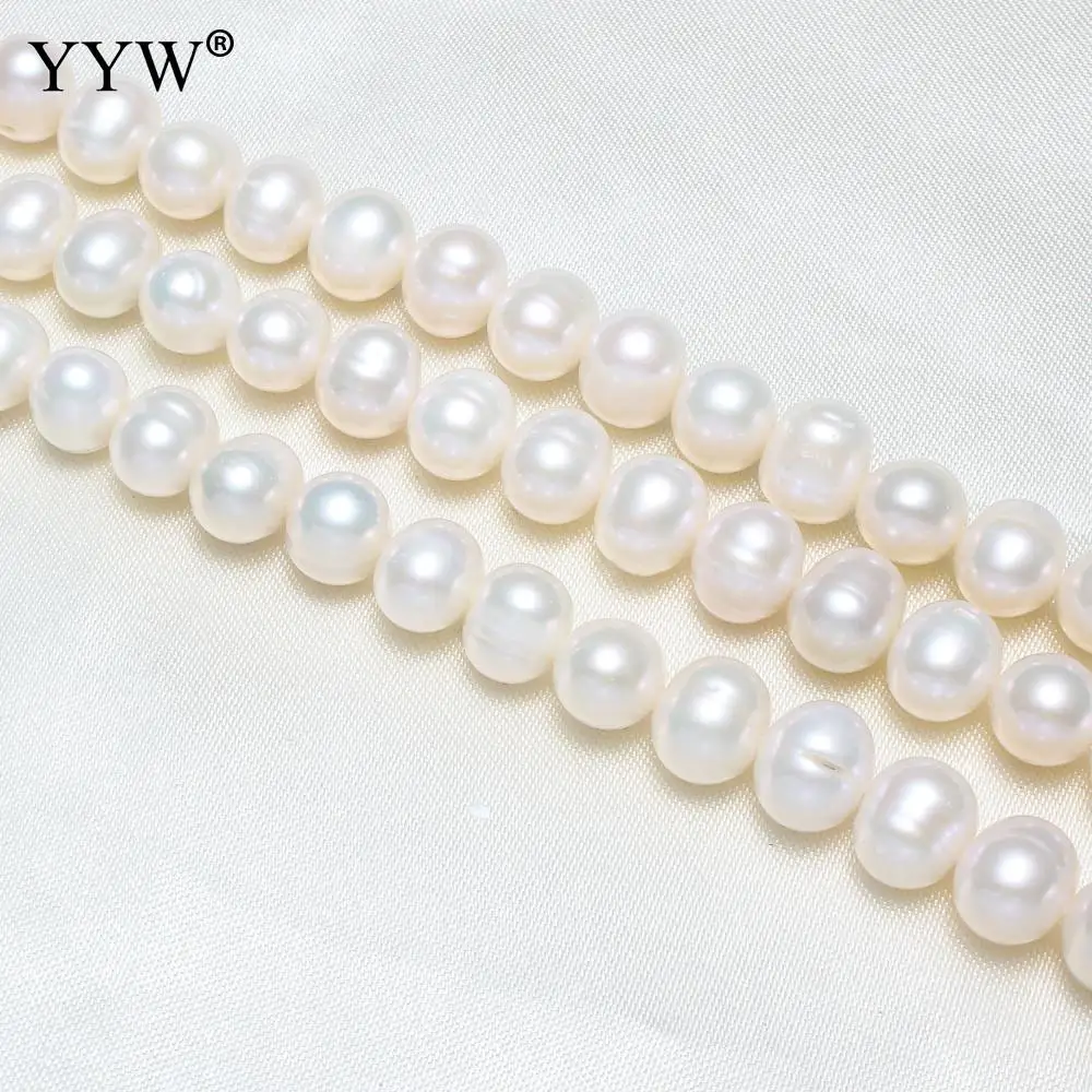 

9-10mm White Cultured Potato Freshwater Pearl Beads For Diy Jewelry Making Approx 0.8mm Sold Per Approx 15.3 Inch Strand