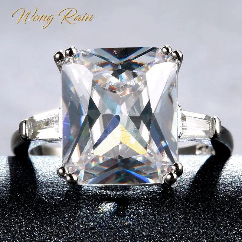 Wong Rain Vintage 100% Серебро 925 пробы белый топаз драгоценный камень свадебное кольцо