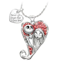 2022 cute woman necklace gold jeweler gothic christmas night horror popular heart shaped diamond grimace doll necklace pendant