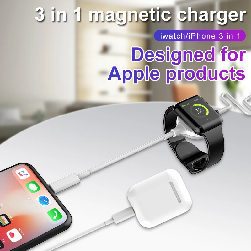 3 в 1 Магнитный IWatch Беспроводная зарядная док-станция портативный смарт-USB