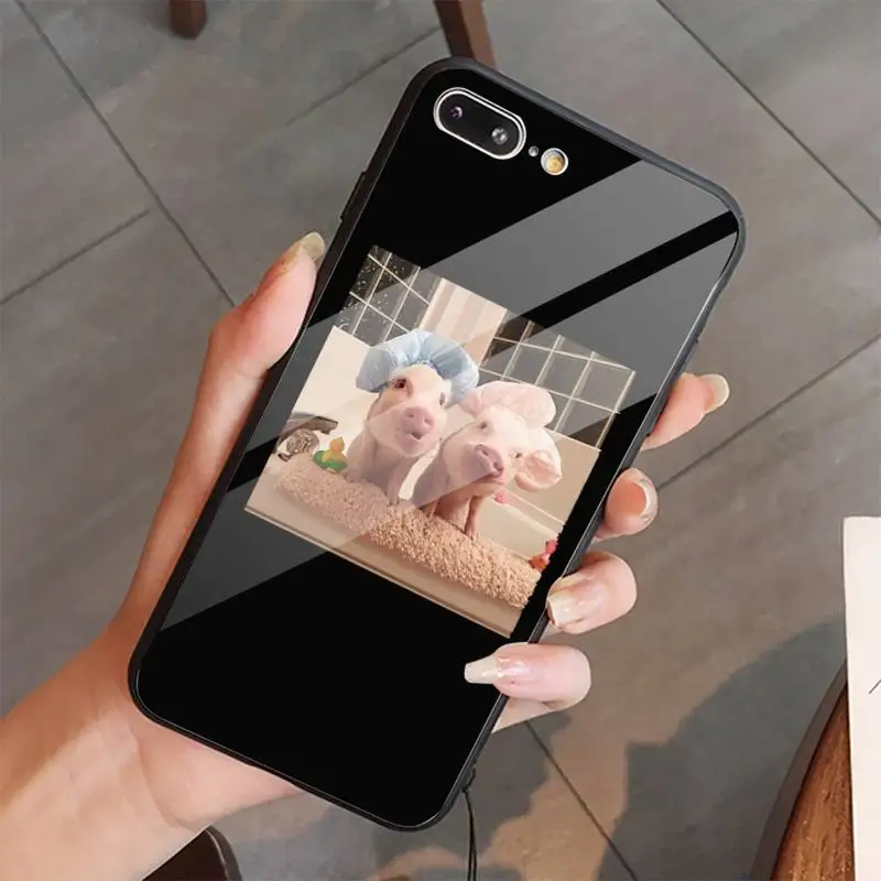 

Cute animal pig Phone Cases Tempered glass For iphone 5C 6 6S 7 8 plus X XS XR 11 PRO MAX