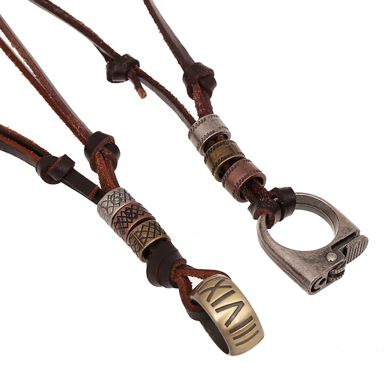 Necklace Genuine Leather Pendent Jewelry Chain For Men And W