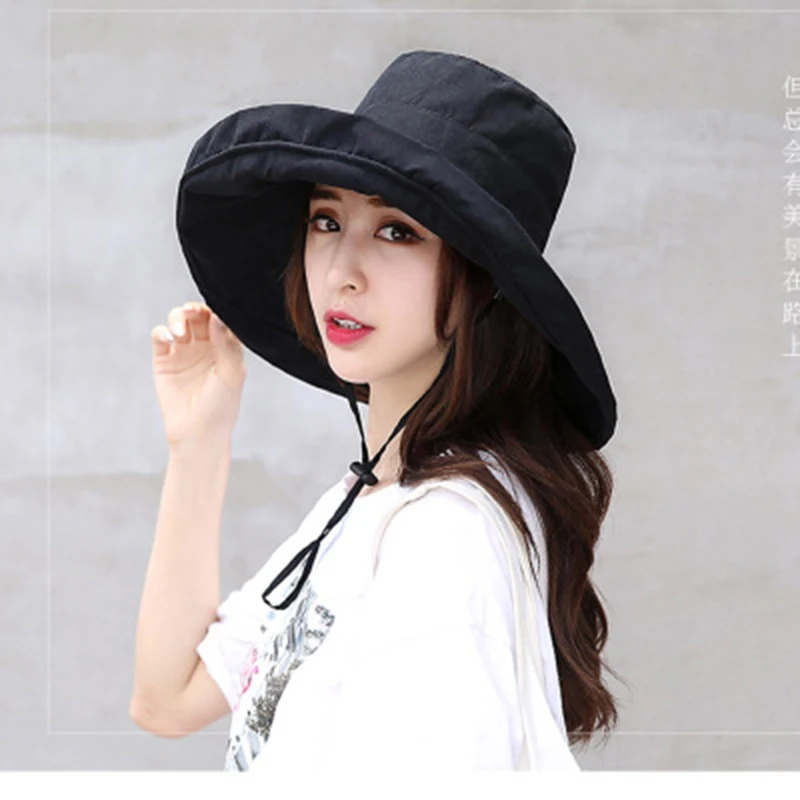 

Women Sun Hat Fashionable Super Wide Brim Fold Bucket Cap Fedoras Beach Wedding Summer Solid Color Hat Drop Shipping