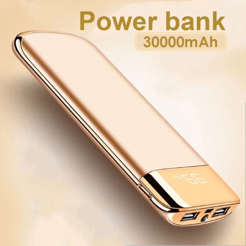 

For Xiaomi MI iphone 7 8 XR 11 30000mah Power Bank External Battery PoverBank 2 USB LED Powerbank Portable Mobile phone Charger
