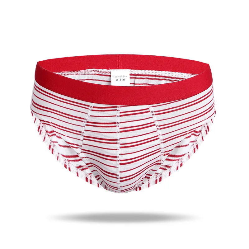 3 шт./лот сексуальные хлопковые трусы в полоску мужские трусы-бикини нижнее белье