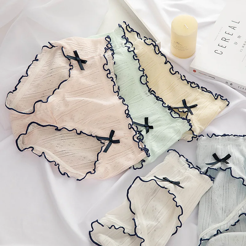 Нижнее белье для девочек кружевные бесшовные трусы со средней талией | Женская