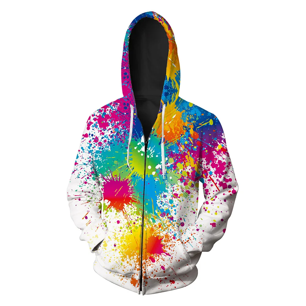 Модная мужская толстовка с капюшоном и молнией 3D Papertiger Splash|Мужские толстовки