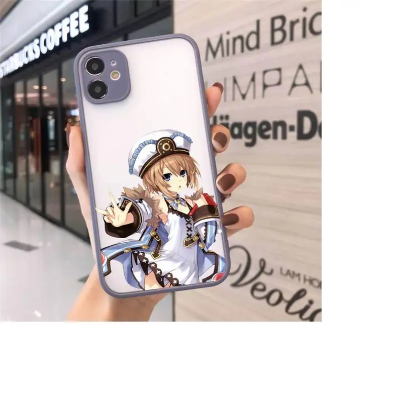 

Hyperdimension Neptunia girl Phone Case For iPhone 12 11 Mini Pro XR XS Max 7 8 Plus X Matte transparent Gray Cover