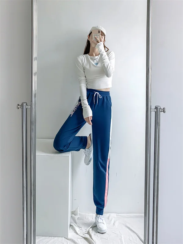 

Серые спортивные штаны, женские свободные тонкие штаны с тесьмой на весну и осень