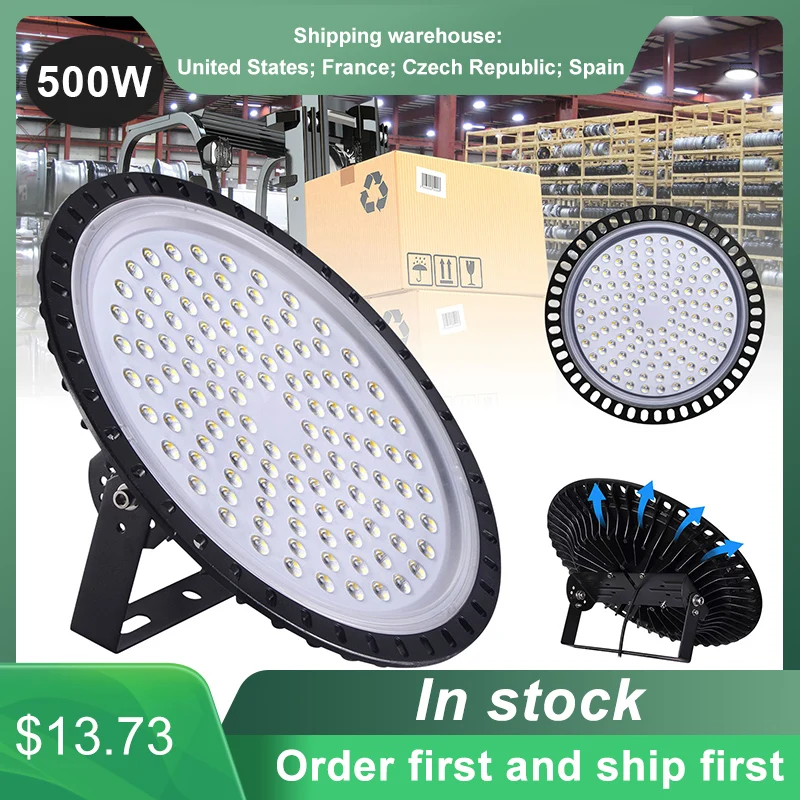IP65 50/300/500W UFO LED High Bay Lights Waterproof Commercial Industrial Lighting Energy-saving Warehouse Ultra Bright Lamp
