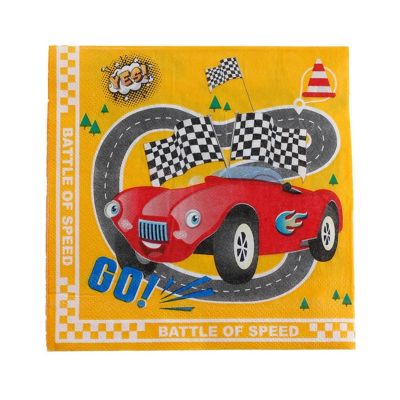 Гоночный автомобиль вождения одноразовая посуда красочные скатерть баннер