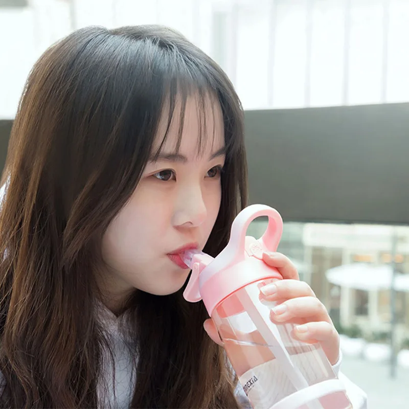 Корейский стиль девушка студентка милые бутылки для воды с соломинкой 550/850 мл Bpa