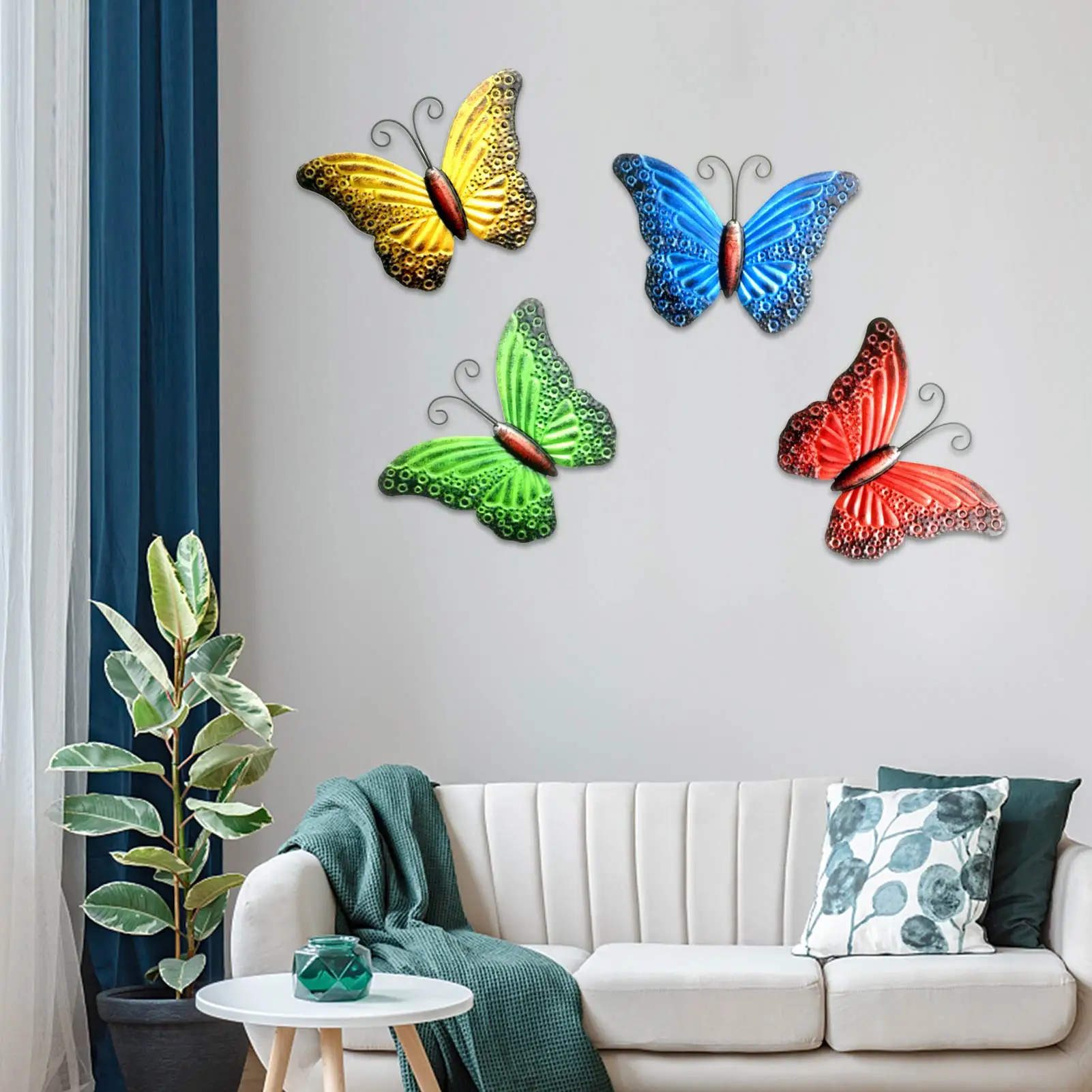 

1/4pcMetal Butterfly Wall Decoration Hanging Sculpture Wall Artwork Garden Decoration Miniaturas Animal Outdoor Statues for Yard