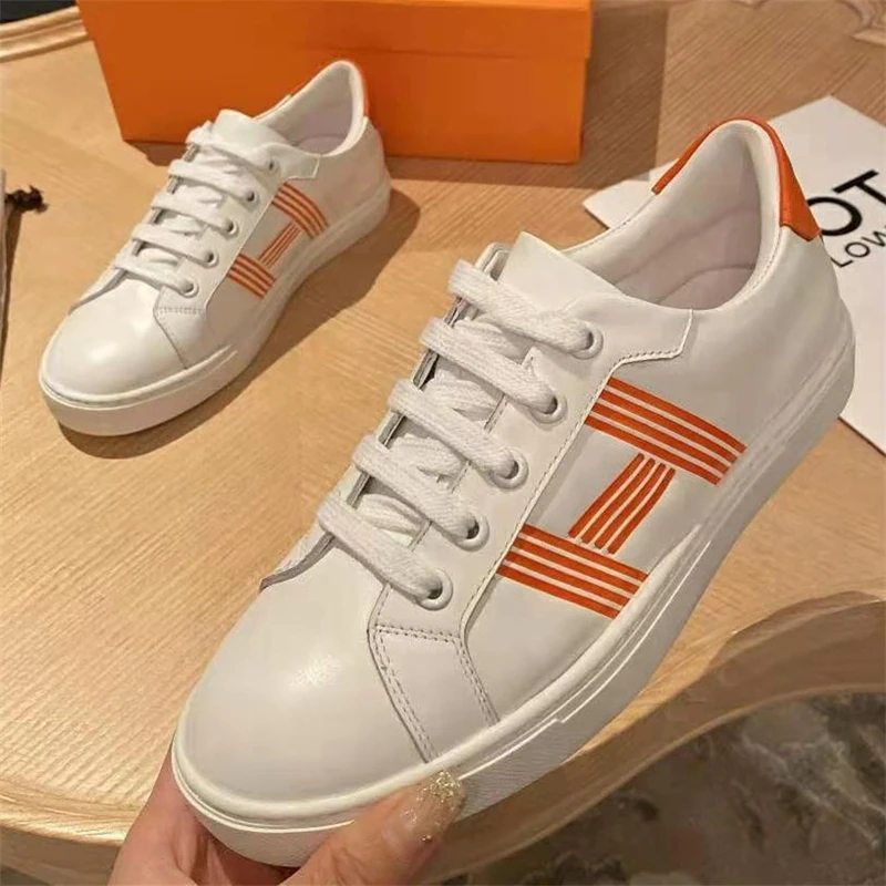 

Fashion Casual Designer Women's Sneakers Luxury Brand Tennis Female Running Shoes Spring Autumn New Lace White Ladies Flat Shoes