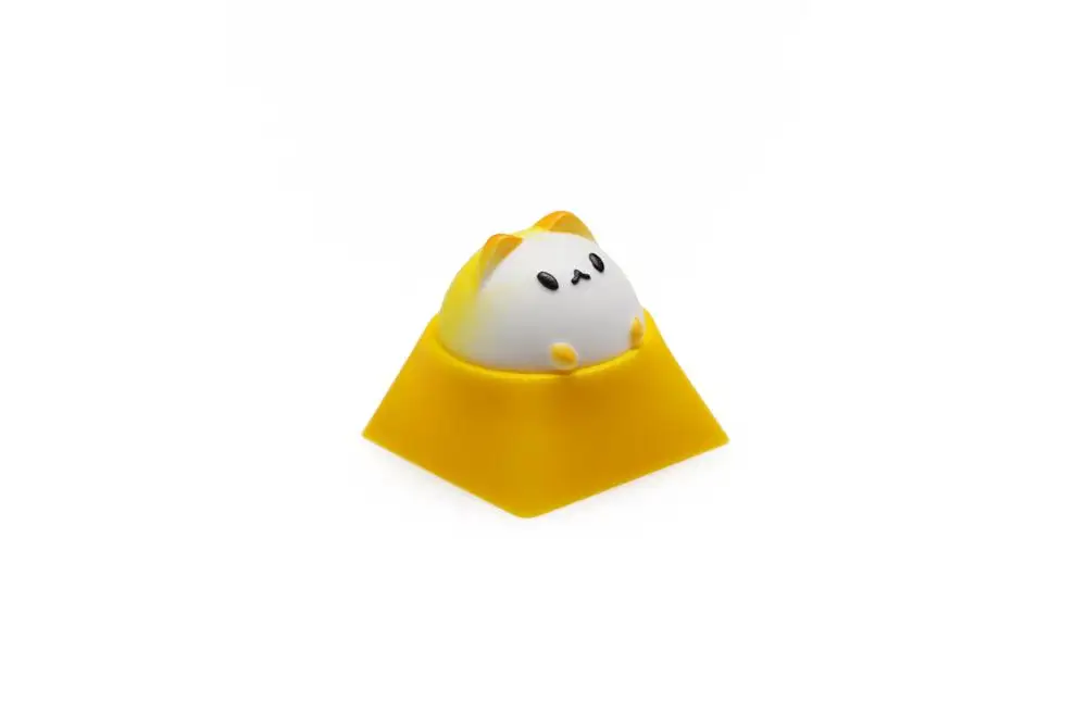 Yellow White for MX Молоток BUBBLE CAT ARTISAN KEYCAP совместим с переключателями Cherry MX Topre HHKB и клонами черный желтый зеленый синий красный розовый - Цвет: Yellow White for MX
