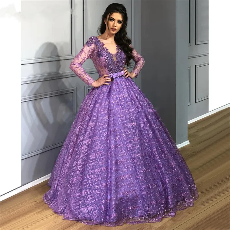 

Arabic Islamic Beading Glitter Prom Dresses 2020 New Couture Dubai Formal Evening Dress Puffy Shiny Party Pageant Gowns Vestidos