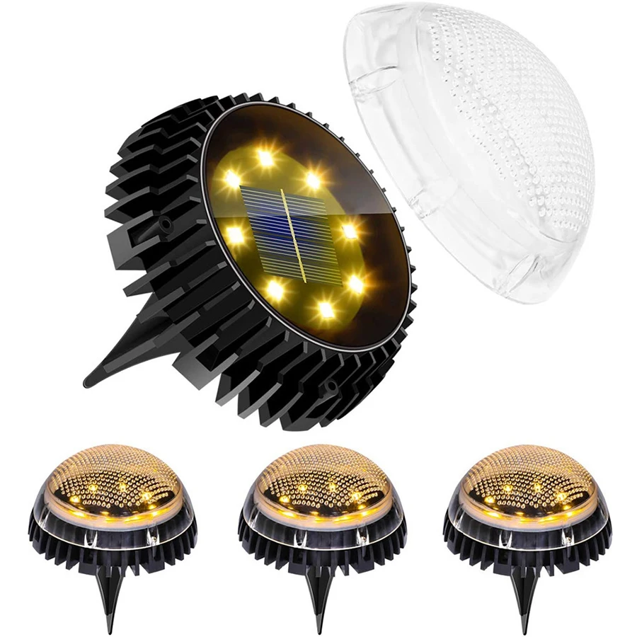 

Светодиодный солнечный наземный светильник на открытом воздухе 8 светодиодный Солнечный сад диск светильник Пейзаж солнечный палубы свети...